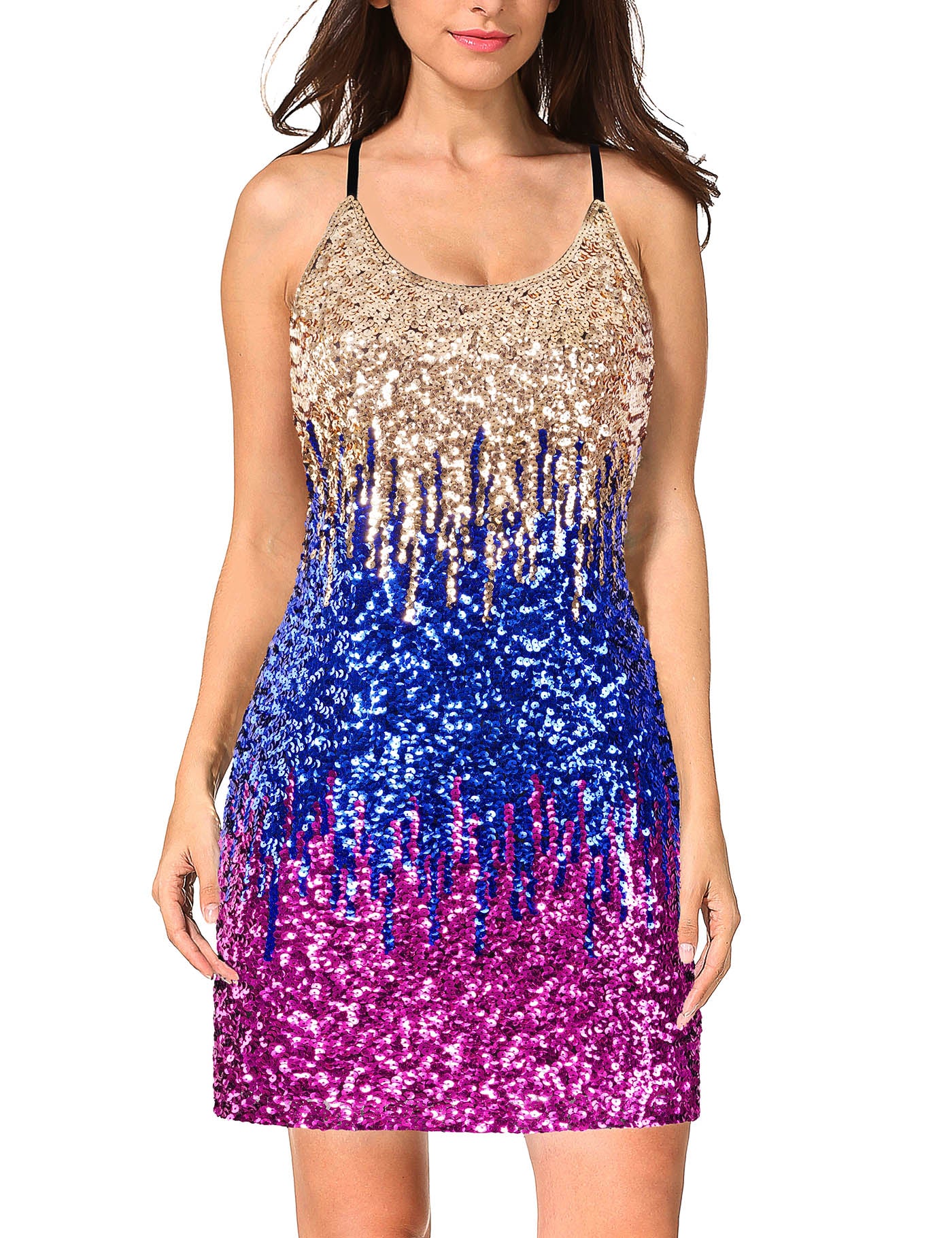 Glitter Spaghetti Strap Sequin Dress ...